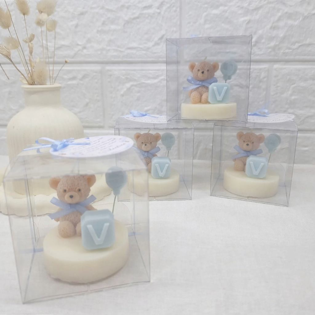 Mini bougie ourson personnalisée- lot de 10( boite incluse )