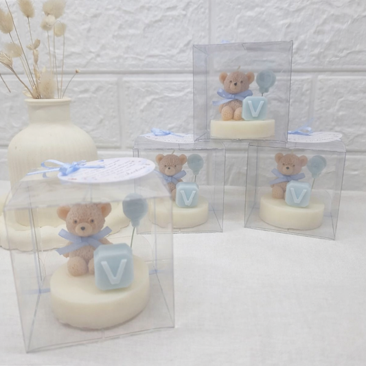 Mini bougie ourson personnalisée- lot de 10( boite incluse )
